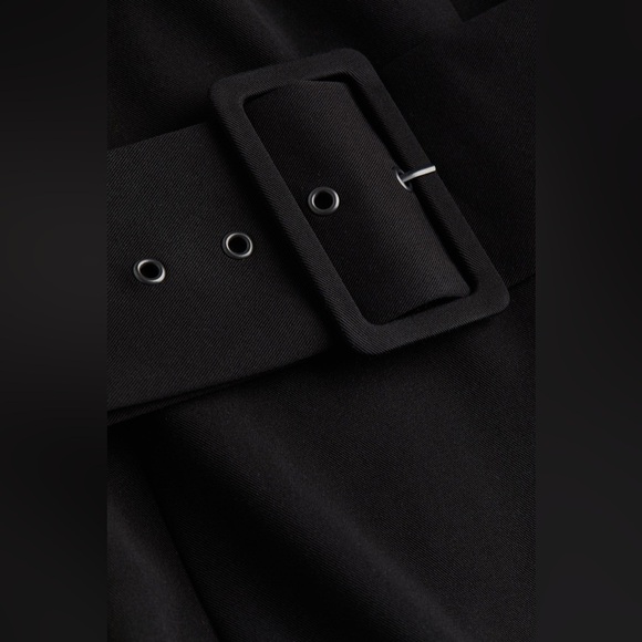 H&M - Black Belted Midi Formal SHOULDER-PAD DRESS - Plus Size XXL - Picture 6 of 6